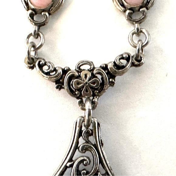 Silver & Pink Stone Pendant Necklace Celtic Design - Picture 7 of 9